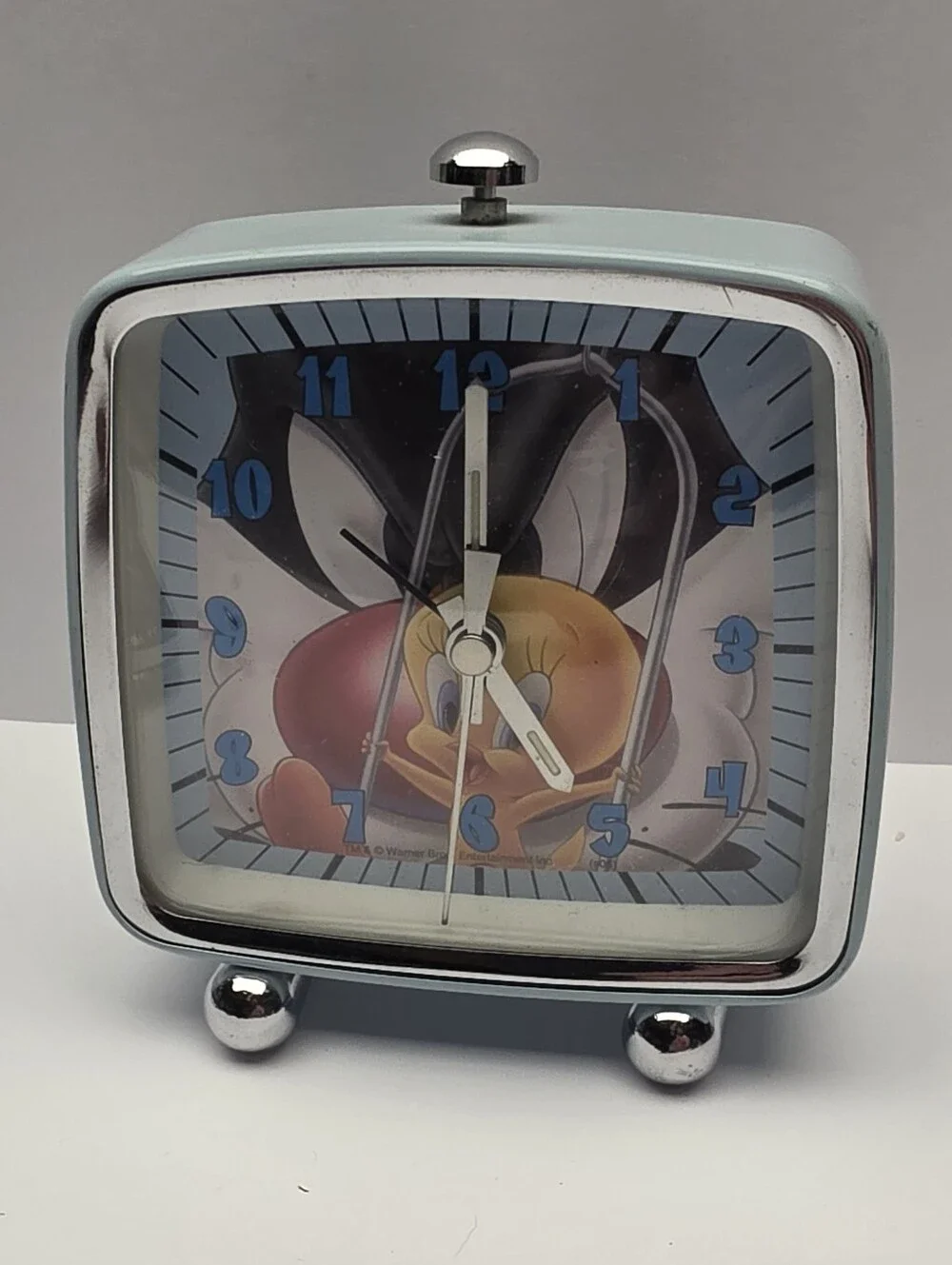 Tweety Square Desk Clock Light Blue and Yellow